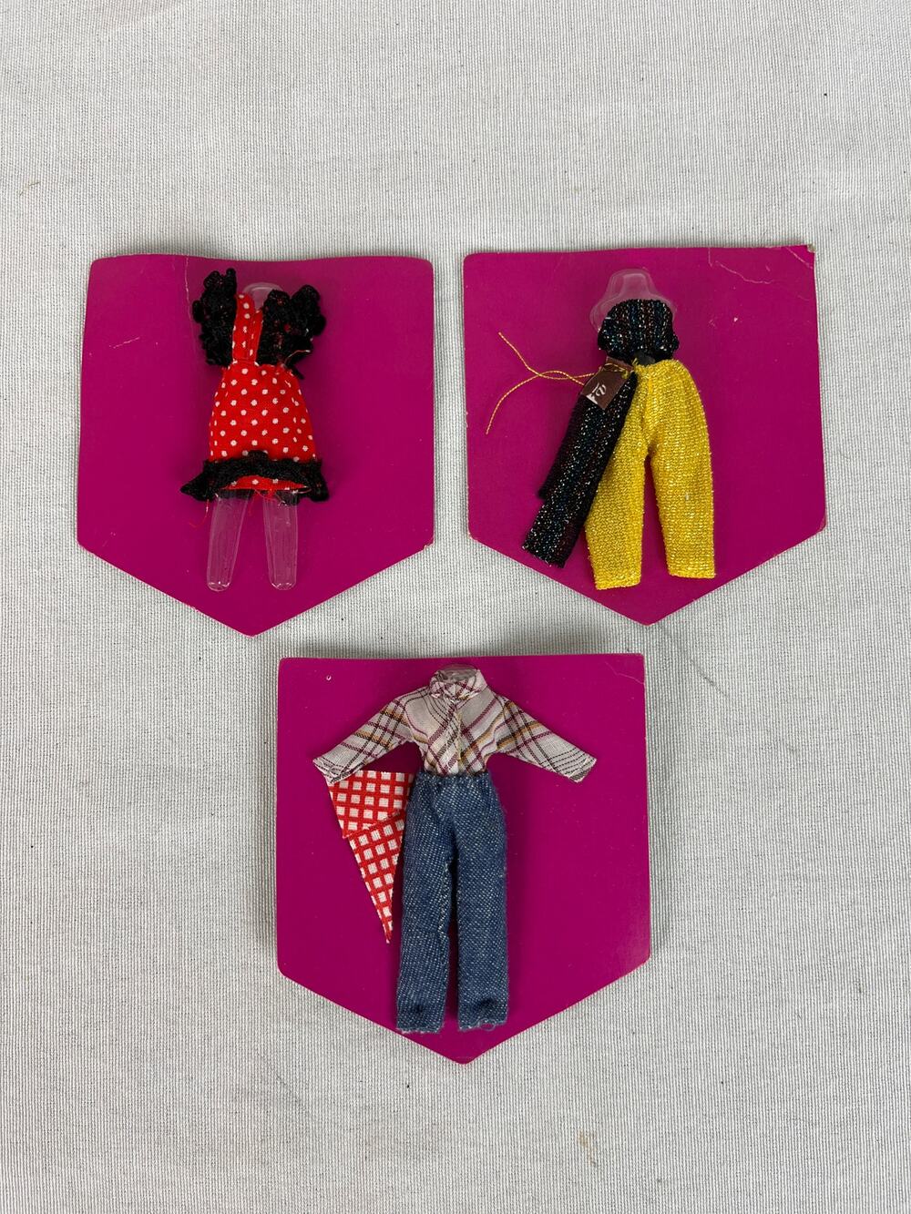 Sergio Valente Set O Three New Outfits 4 Inch Doll Dress, Cowgirl, Party Outfit